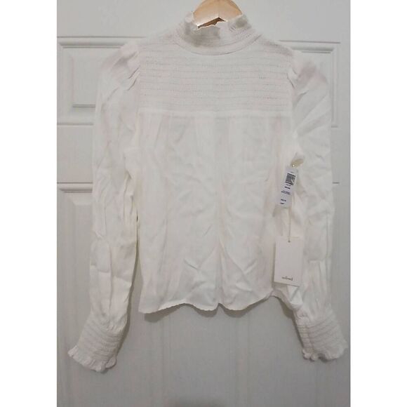 Wilfred free aritzia womens small nessie smocked ruched off white ivory top $128